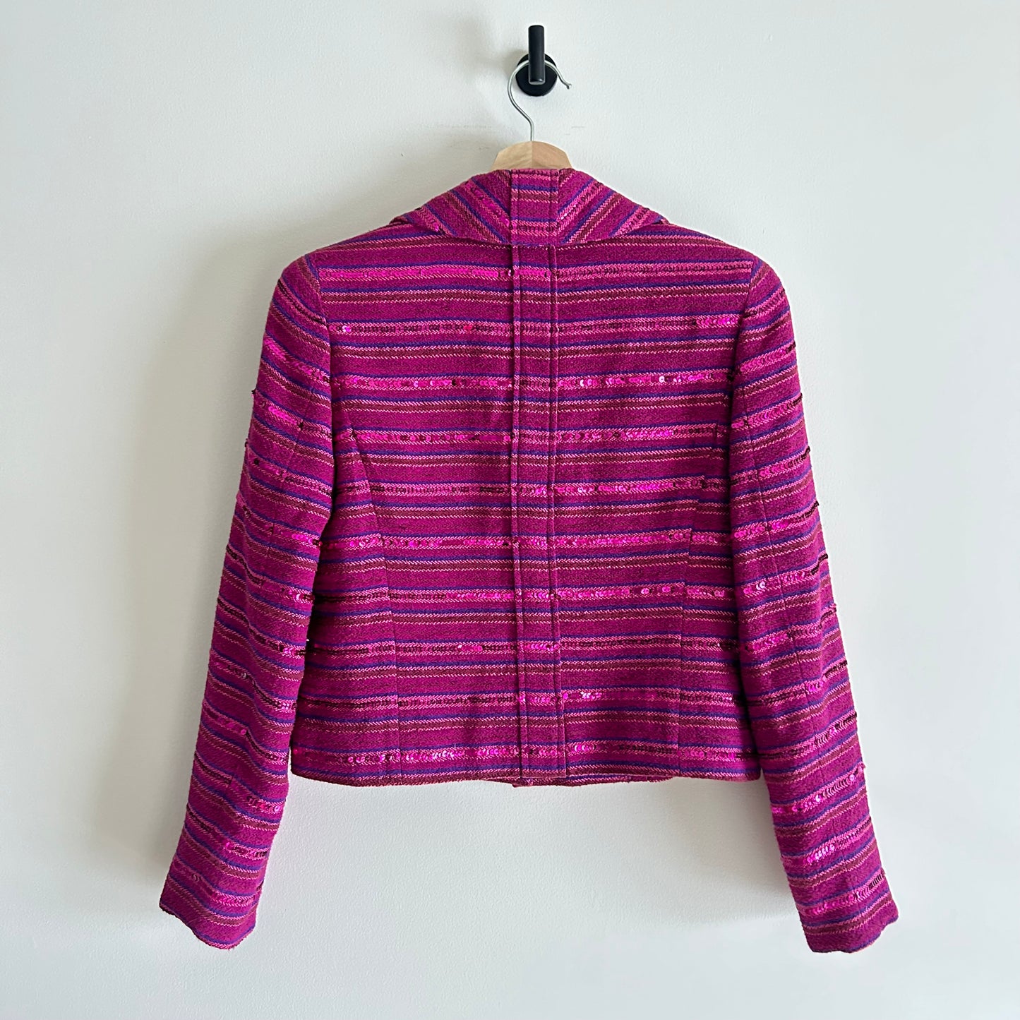 VINTAGE CHANEL FUSCHIA PINK SEQUIN BLAZER SIZE 36