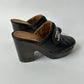 CHANEL 2011 BLACK CLOG QUILTED MULE LEATHER TURN LOCK SIZE 37.5