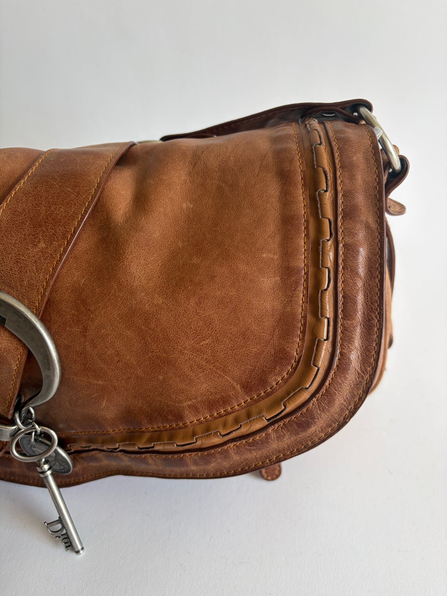 VINTAGE CHRISTIAN DIOR GAUCHO BROWN SADDLE BAG