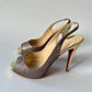 CHRISTIAN LOUBOUTIN LADY PEEP SLINGBACK PEEP TOE GLITTER HEEL SIZE 40