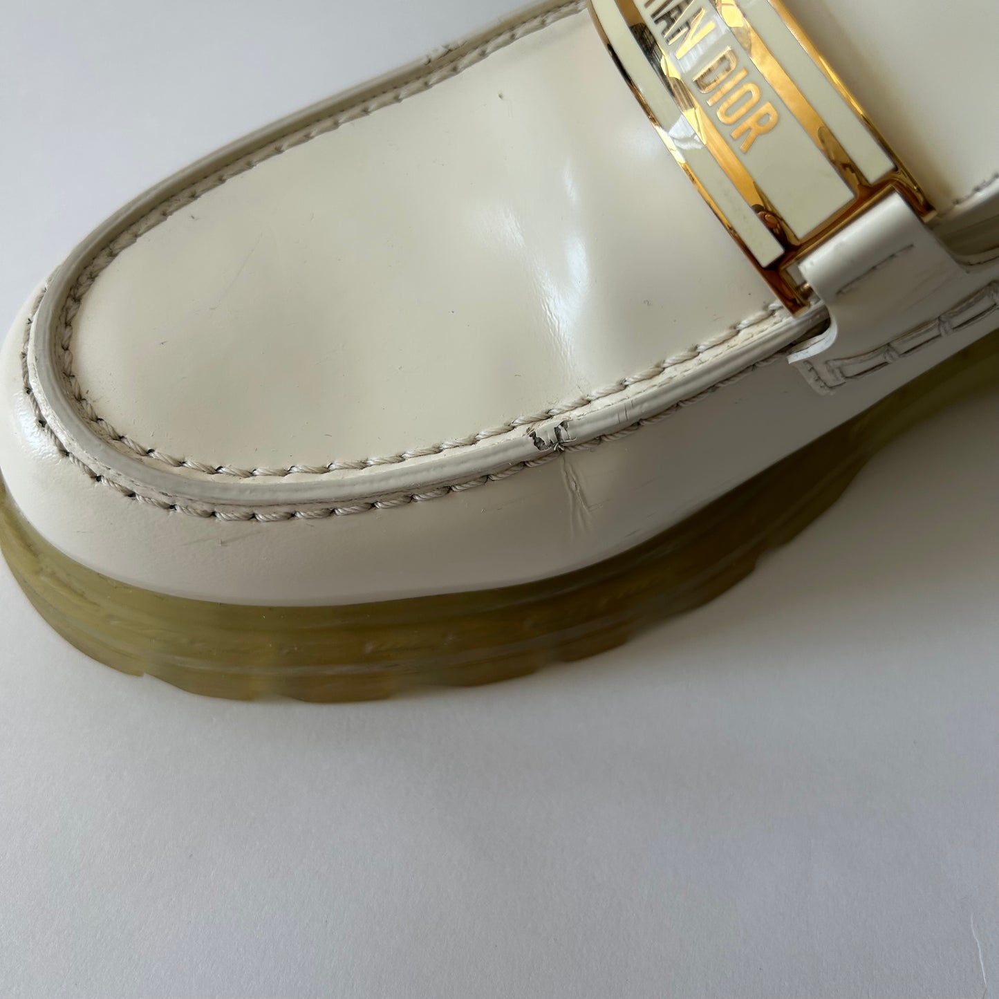 CHRISTIAN DIOR WHITE LEATHER LOAFERS