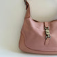 VINTAGE GUCCI JACKIE 1961 PINK CANVAS LEATHER SHOULDER BAG