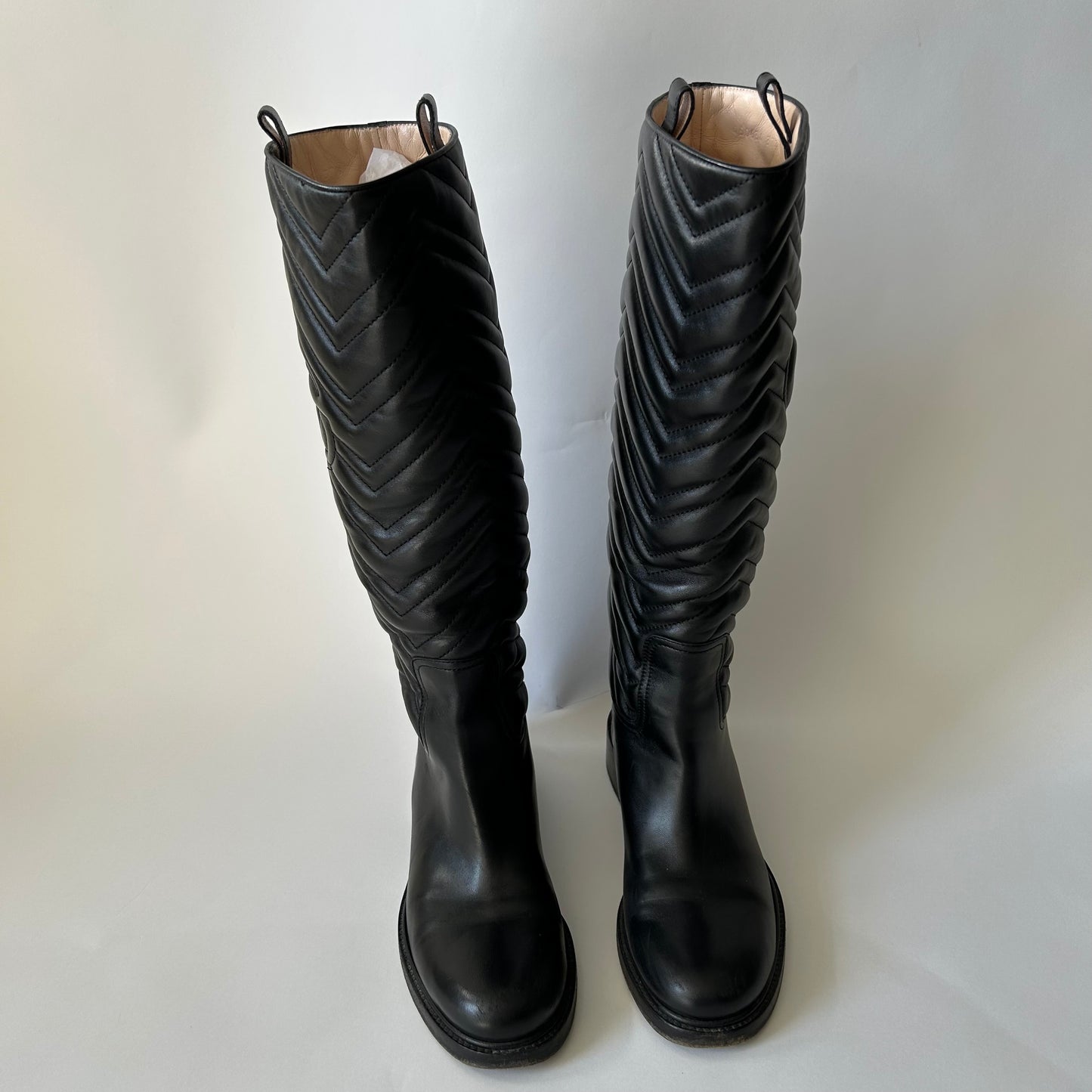 GUCCI MARMONT EQUESTRIAN BLACK TALL BOOTS SIZE 37.5