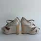 CHRISTIAN DIOR 2000S WHITE STAMPED CROC BONNIE WEDGE SANDALS
