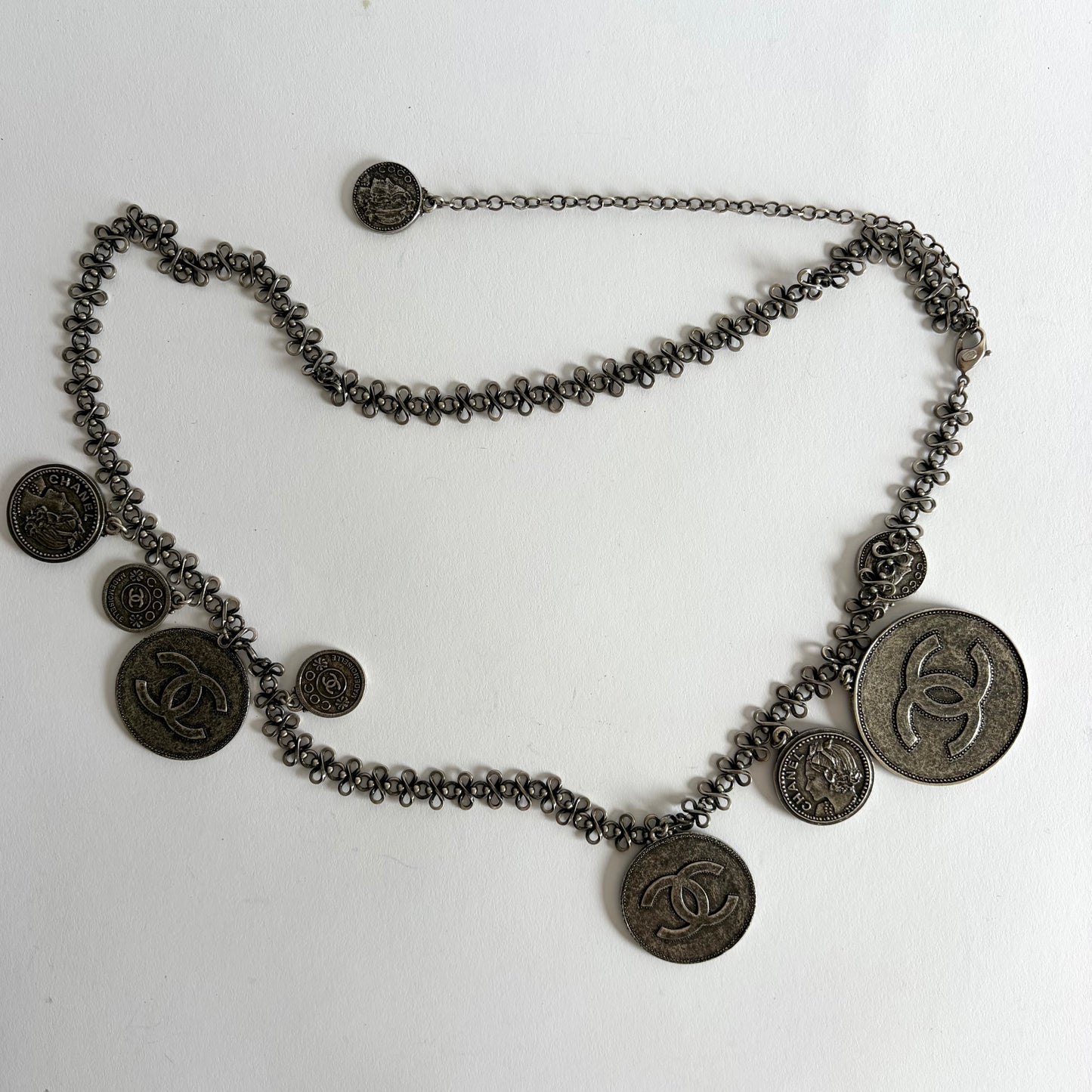 CHANEL 2003 ARCHIVE SILVER COINS NECKLACE BELT