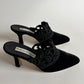 MANOLO BLAHNIK VELOUR AND LACE MULES