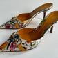 GUCCI FLORA HORSEBIT 1955 90'S ICONIC KITTEN MULES BOTANICAL PRINT SIZE 8B