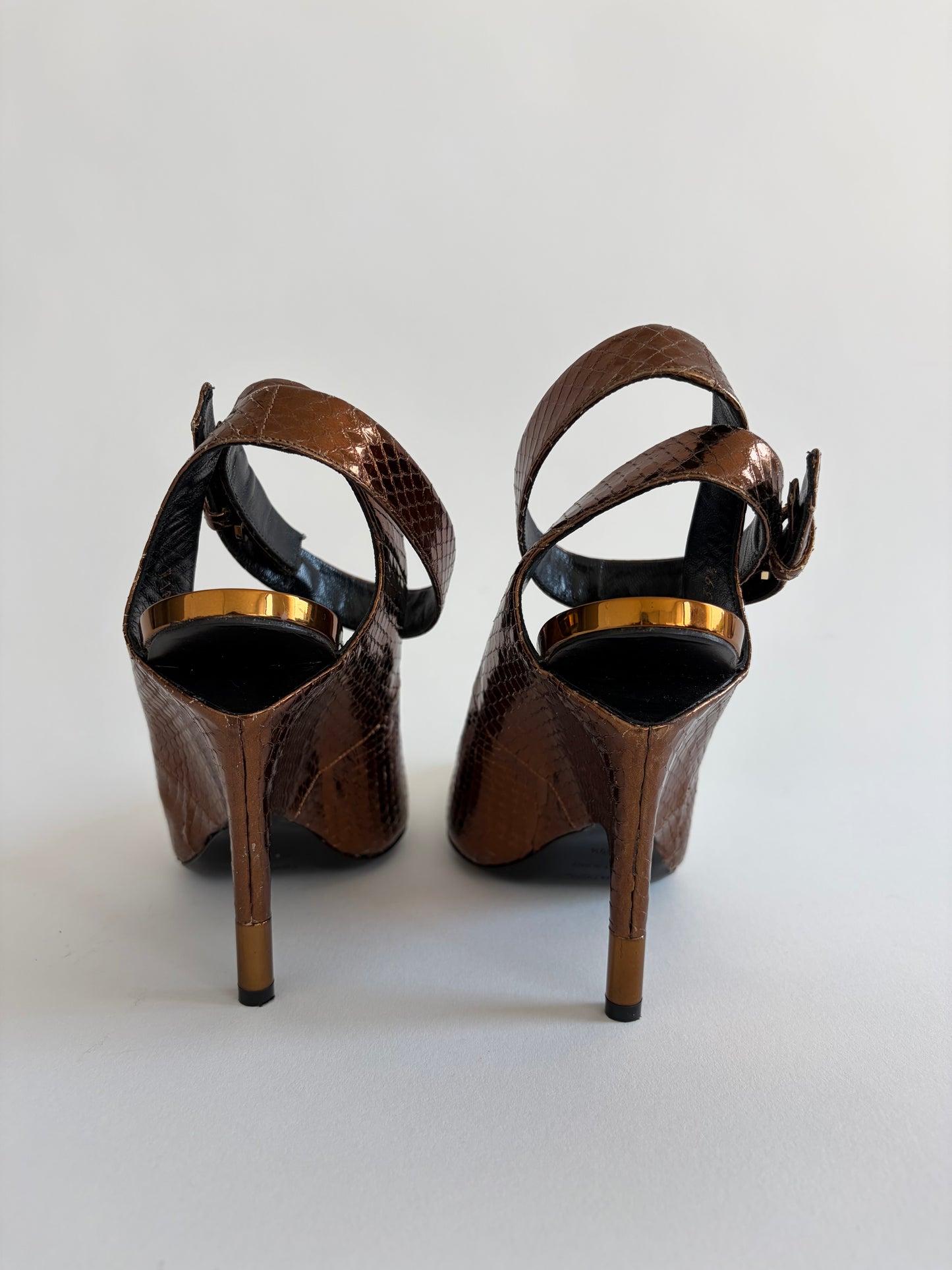 TOM FORD PYTHON BRONZE HEELS