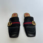 GUCCI MARMONT GG WEB BLACK LEATHER SLIPPERS LOAFERS SIZE 37