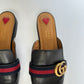 GUCCI MARMONT GG WEB BLACK LEATHER SLIPPERS LOAFERS SIZE 37