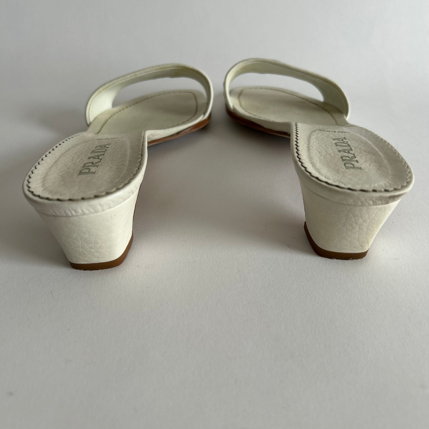 PRADA WHITE LEATHER MULES