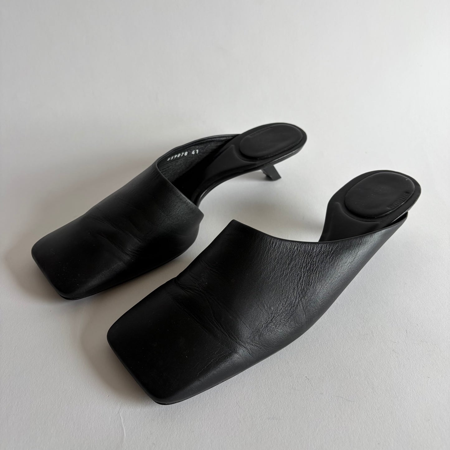 BALENCIAGA BLACK SQUARE TOE MULES
