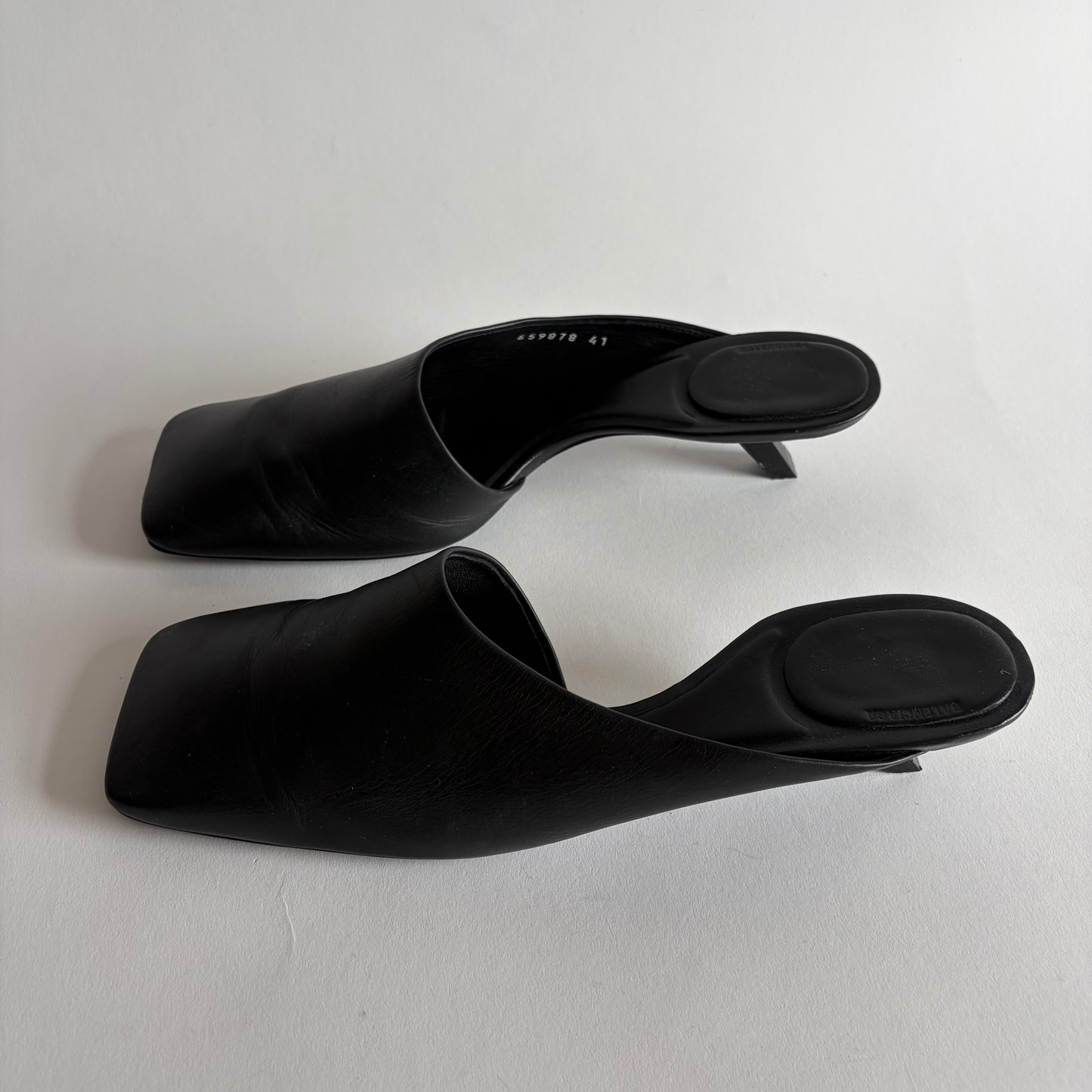 BALENCIAGA BLACK SQUARE TOE MULES