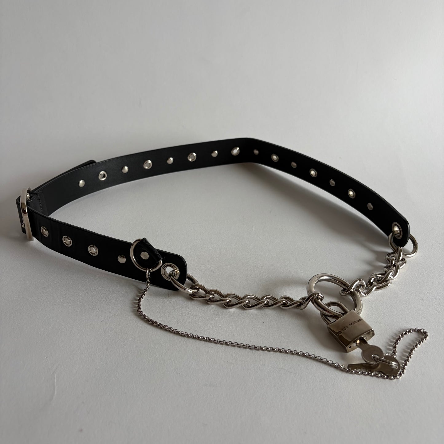 DOLCE & GABBANA VINTAGE 2003 EYELET LEATHER BELT