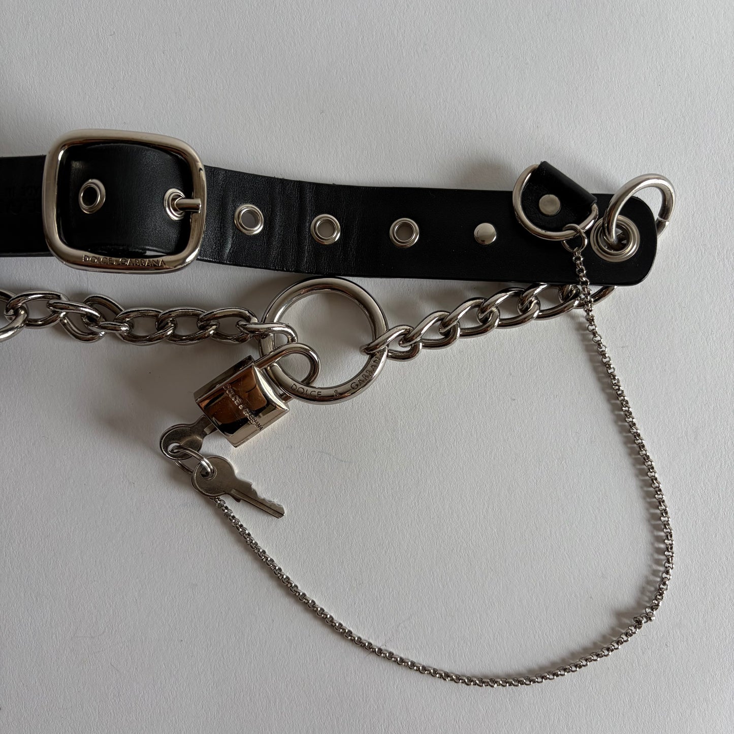 DOLCE & GABBANA VINTAGE 2003 EYELET LEATHER BELT