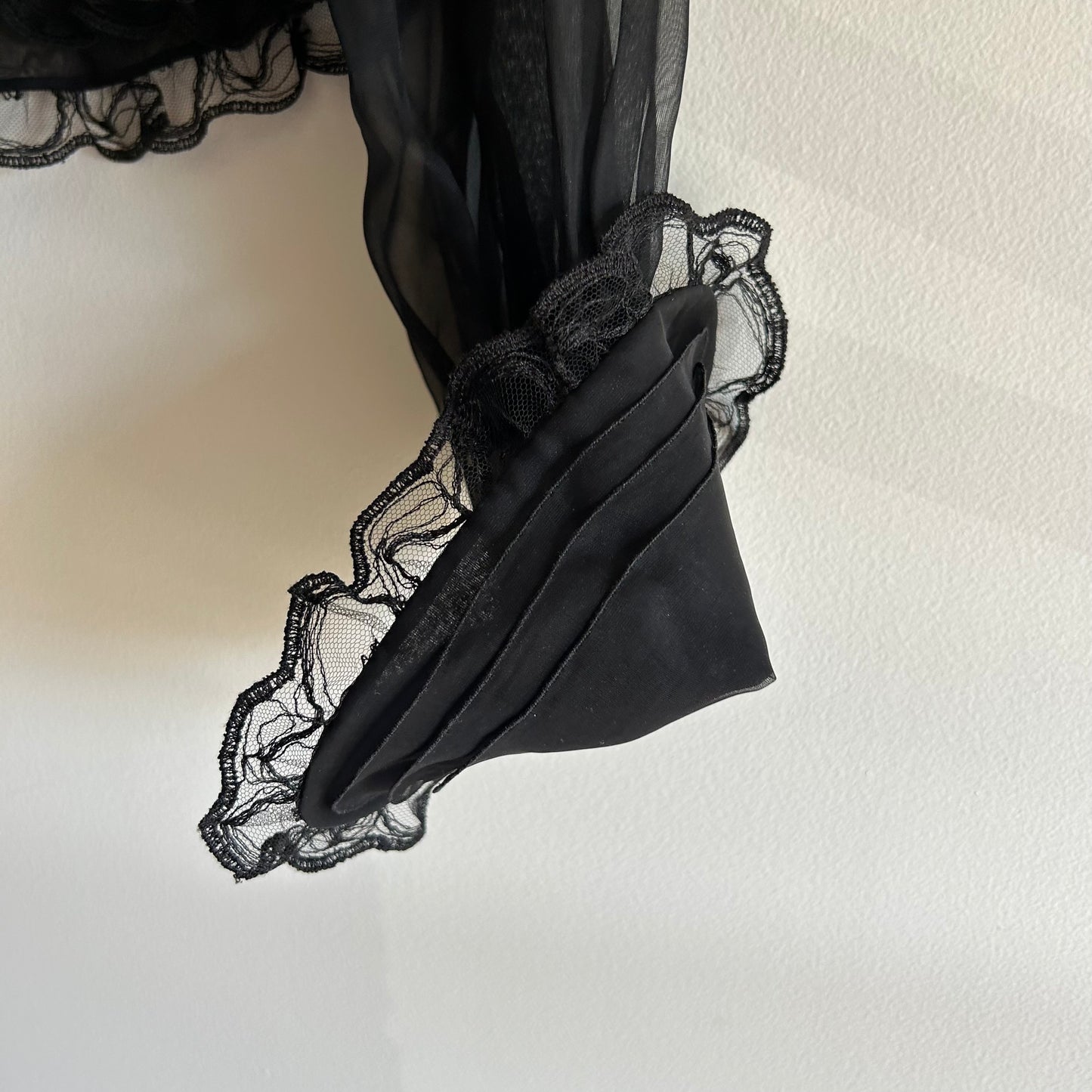 CHANEL BLACK SILK RUFFLE BLOUSE