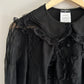 CHANEL BLACK SILK RUFFLE BLOUSE