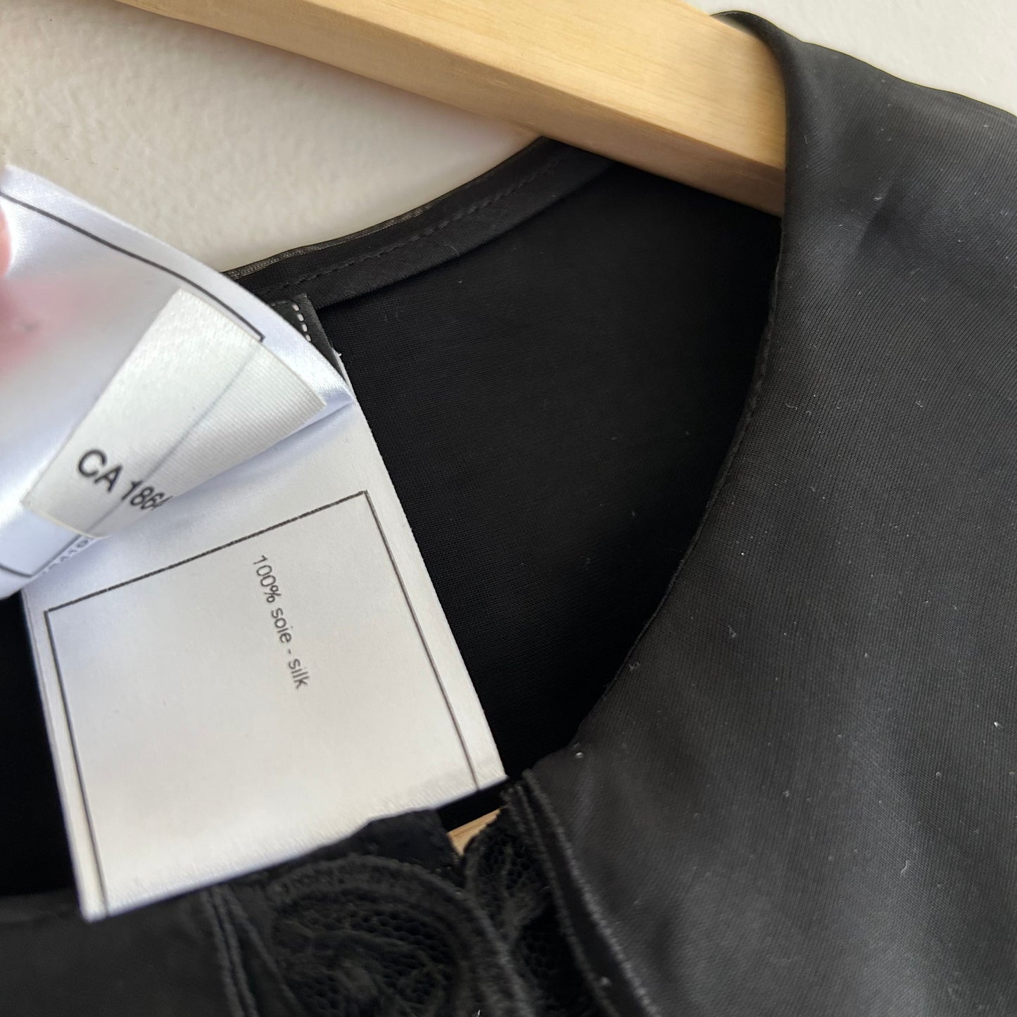 CHANEL BLACK SILK RUFFLE BLOUSE