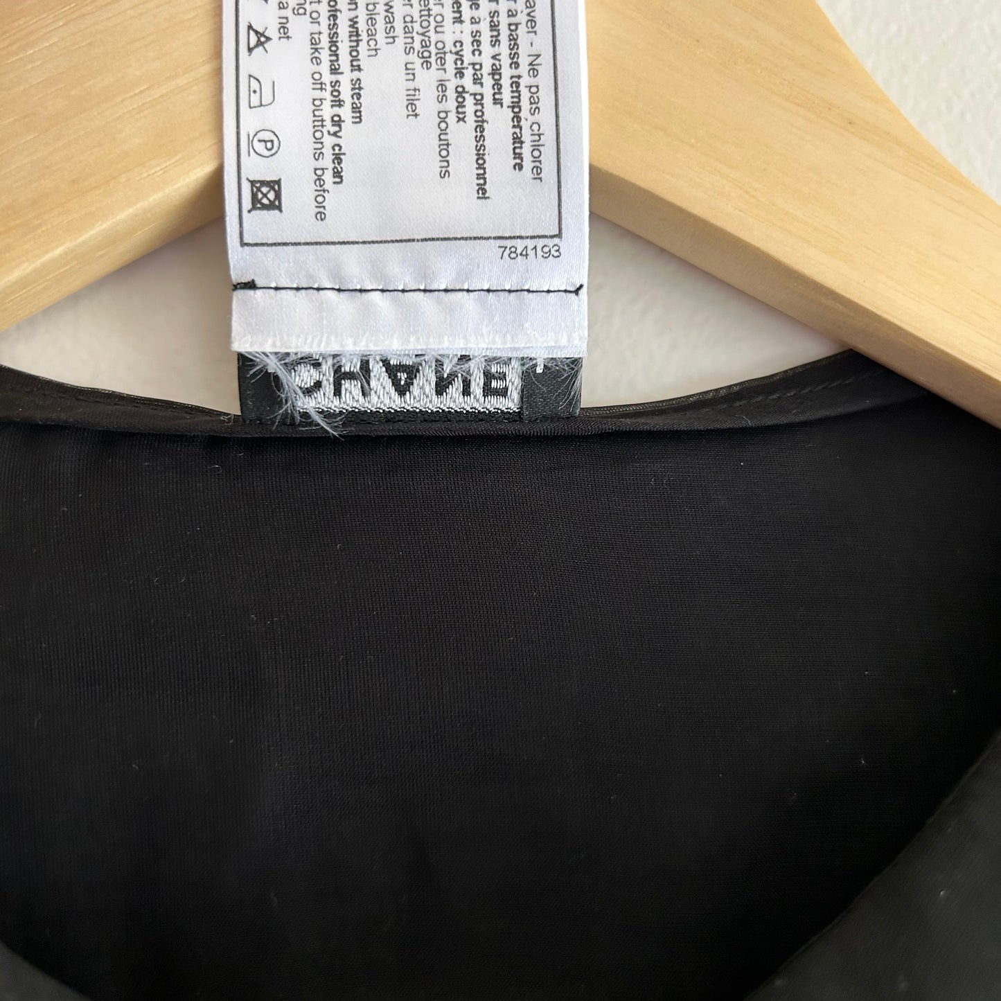 CHANEL BLACK SILK RUFFLE BLOUSE