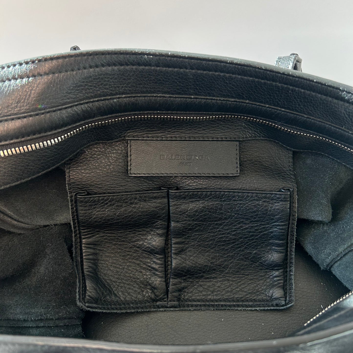 BALENCIAGA LARGE BLACK LEATHER PAPIER A4 TOTE BAG