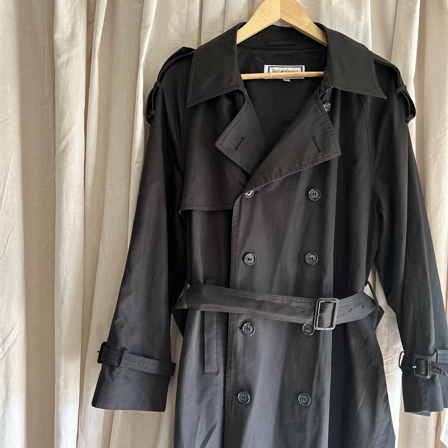 VINTAGE YVES SAINT LAURENT 90'S NAVY TRENCH COAT