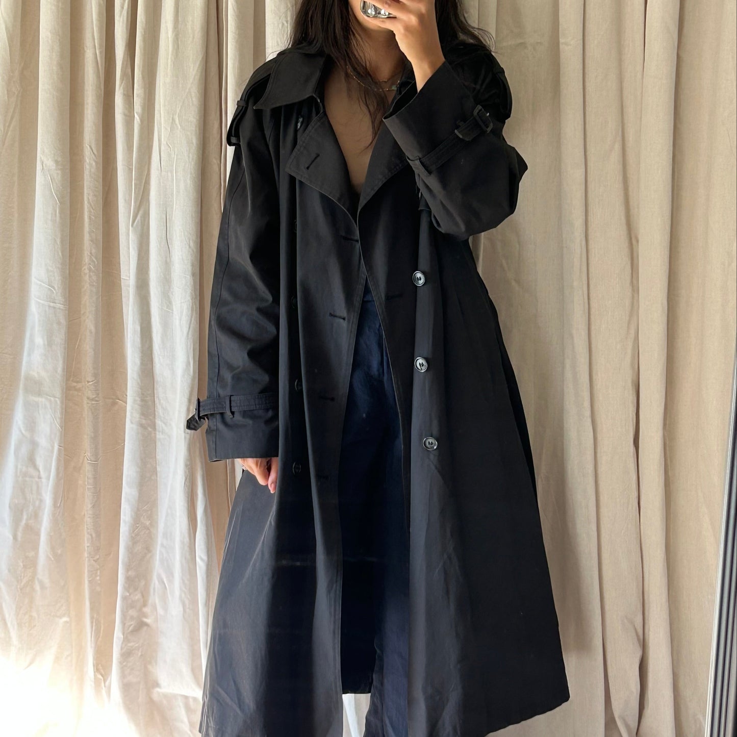 VINTAGE YVES SAINT LAURENT 90'S NAVY TRENCH COAT