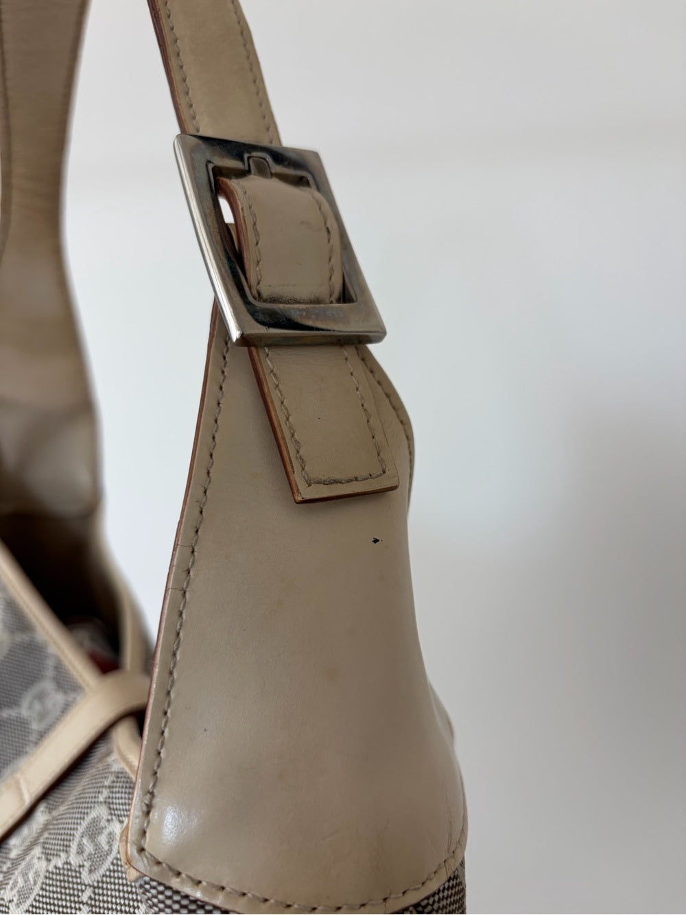 Gucci Vintage GG Canvas Jackie Monogram Cream Handbag