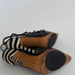 Rare Vintage Manolo Blahnik Zebra heel Eyelet Black Leather Boots