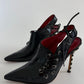 Rare Vintage Manolo Blahnik Zebra heel Eyelet Black Leather Boots