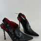 Rare Vintage Manolo Blahnik Zebra heel Eyelet Black Leather Boots