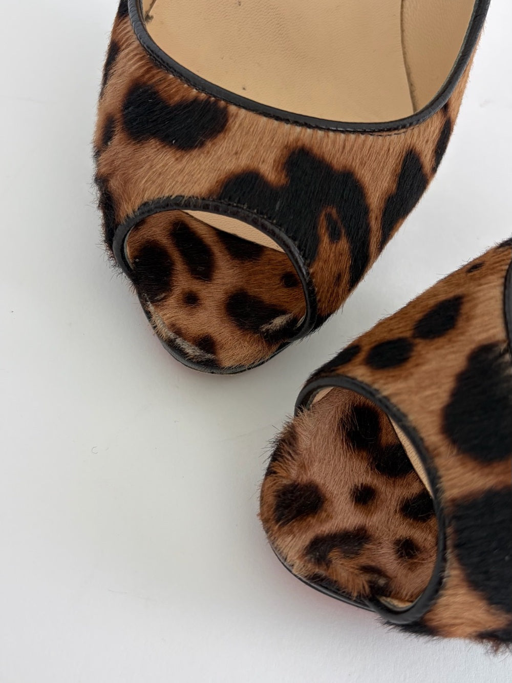 Christian Louboutin Yolanda Pony Leopard Peep-Toe Stiletto Pumps