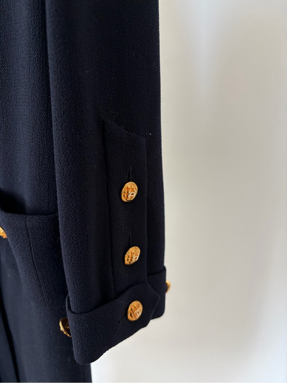 Chanel Vintage 80's Navy Maxi Pleated Dress Size 42
