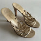 Rare Chanel Iconic "CC" Rhinestone Metallic Leather Sandal Heels size 40