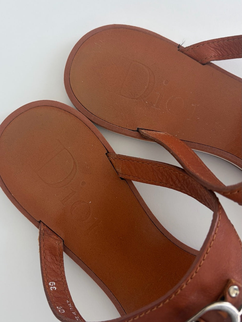 Dior Brown Leather Thong Sandals