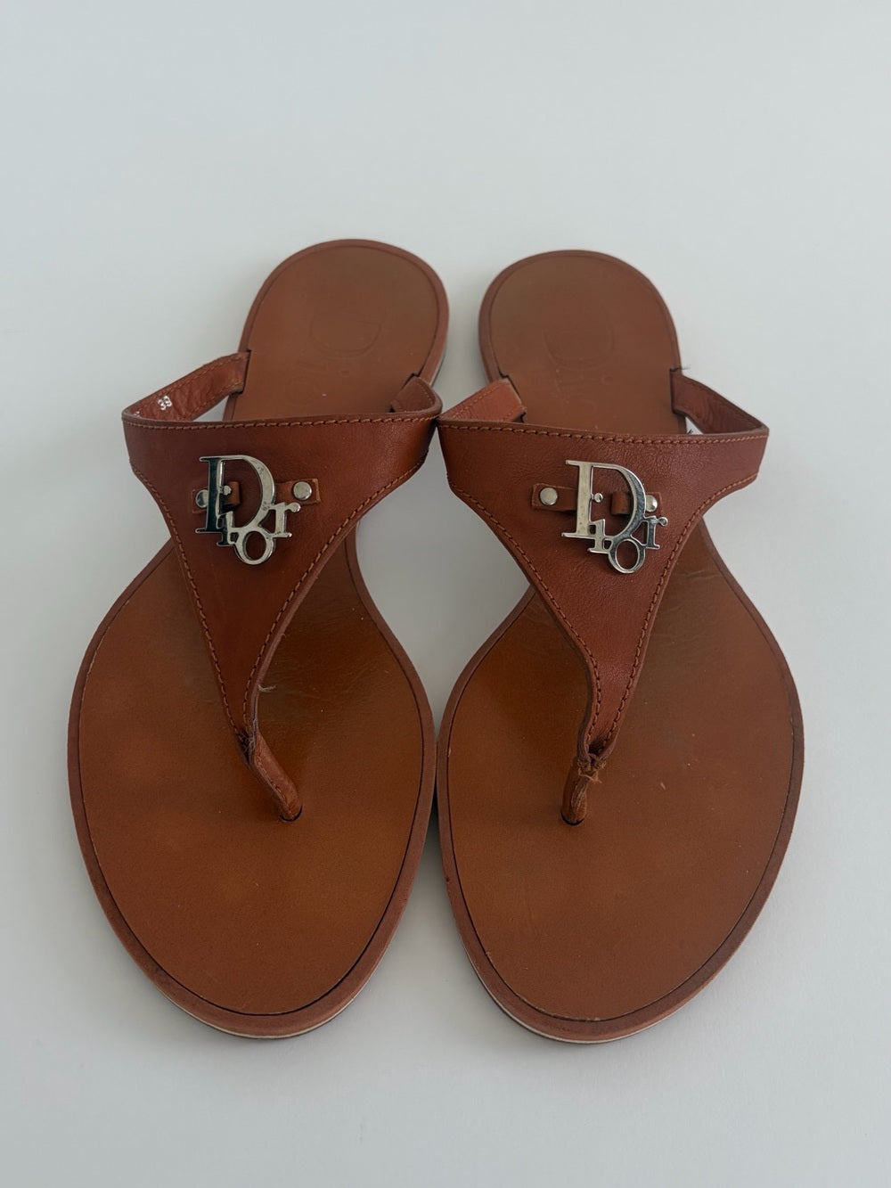 Dior Brown Leather Thong Sandals