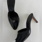 Vintage Yves Saint Laurent Black Leather Zip-Front Mule Heels