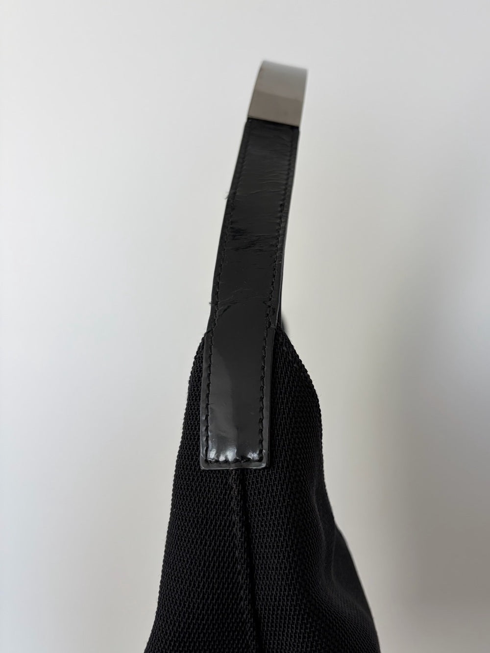 Gucci Tom Ford Black Canvas Metal Strap Handbag