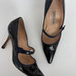 Manolo Blahnik Camparine Navy Blue Patent Leather Mary Jane Pumps Size 40