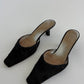 VINTAGE GIUSEPPE ZANOTTI PONEY HAIR SQUARE TOE BLACK MULES