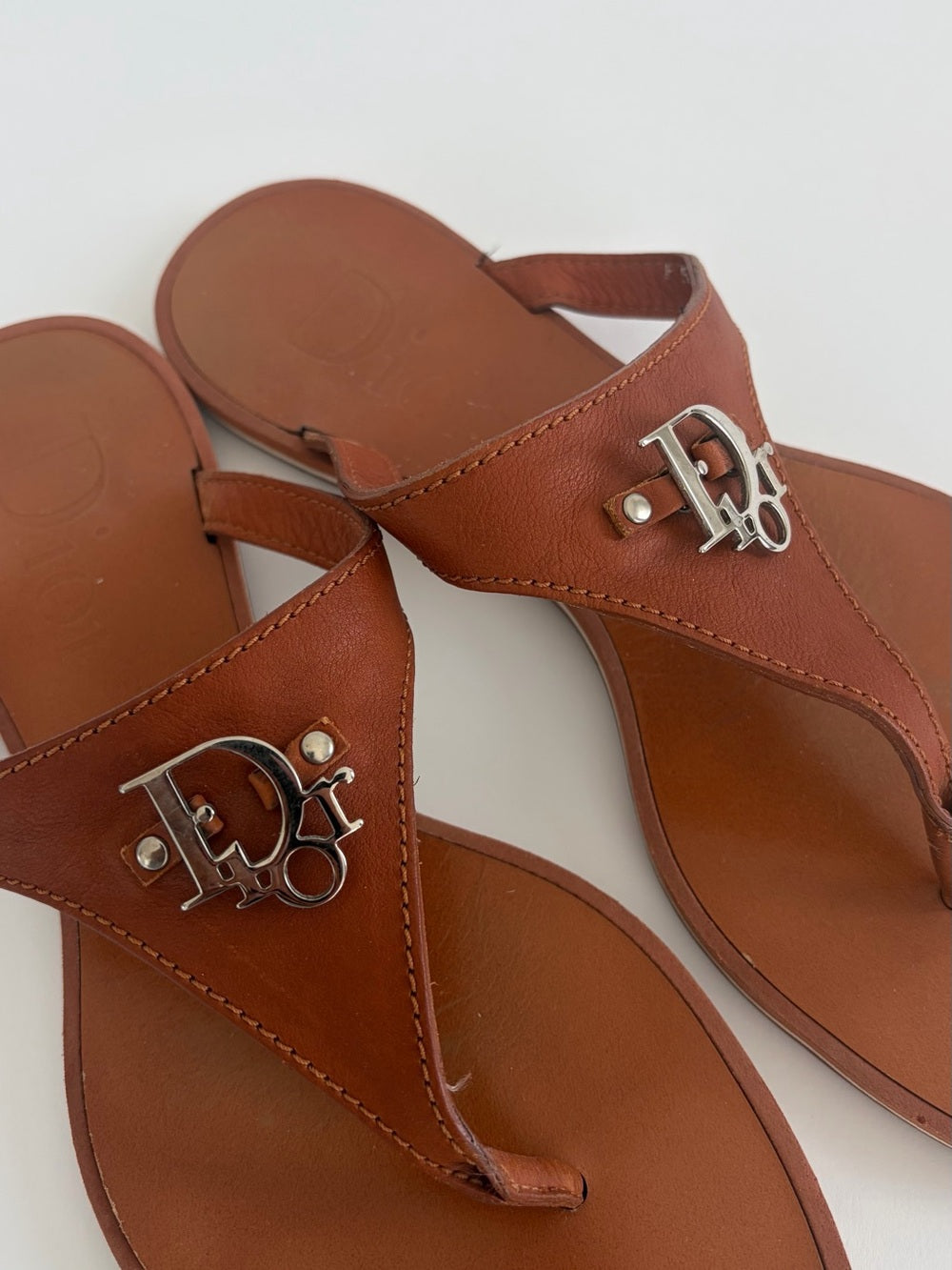 Dior Brown Leather Thong Sandals