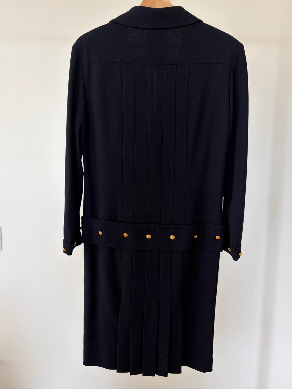 Chanel Vintage 80's Navy Maxi Pleated Dress Size 42