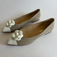 CHANEL TWEED BEIGE CAMELLIA POINTED TOE FLATS