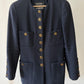 Chanel Vintage 1994 Collection Navy Gold Button Down Tweed Blazer Size 38