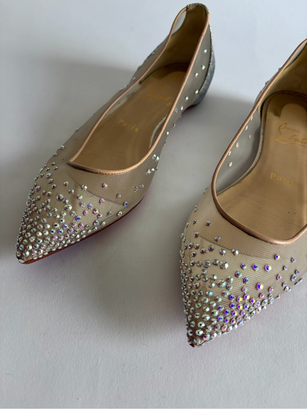 Christian Louboutin Follies Strass Nude Suede leather 37.5