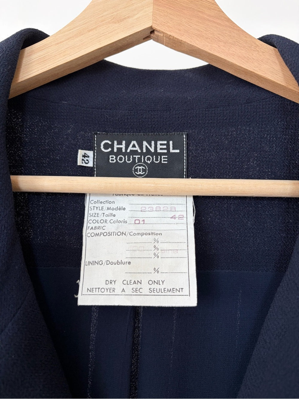 Chanel Vintage 80's Navy Maxi Pleated Dress Size 42