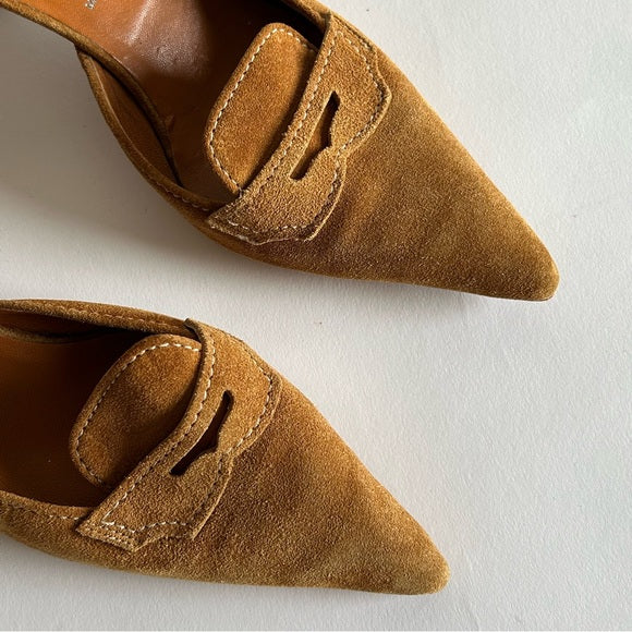 VINTAGE PRADA SUEDE TAN KITTEN HEELS