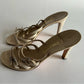 Rare Chanel Iconic "CC" Rhinestone Metallic Leather Sandal Heels size 40