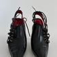 Rare Vintage Manolo Blahnik Zebra heel Eyelet Black Leather Boots