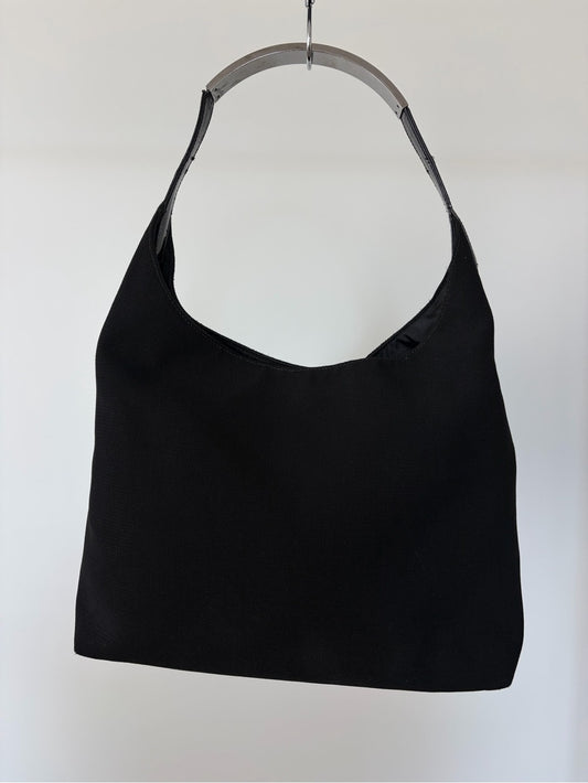 Gucci Tom Ford Black Canvas Metal Strap Handbag
