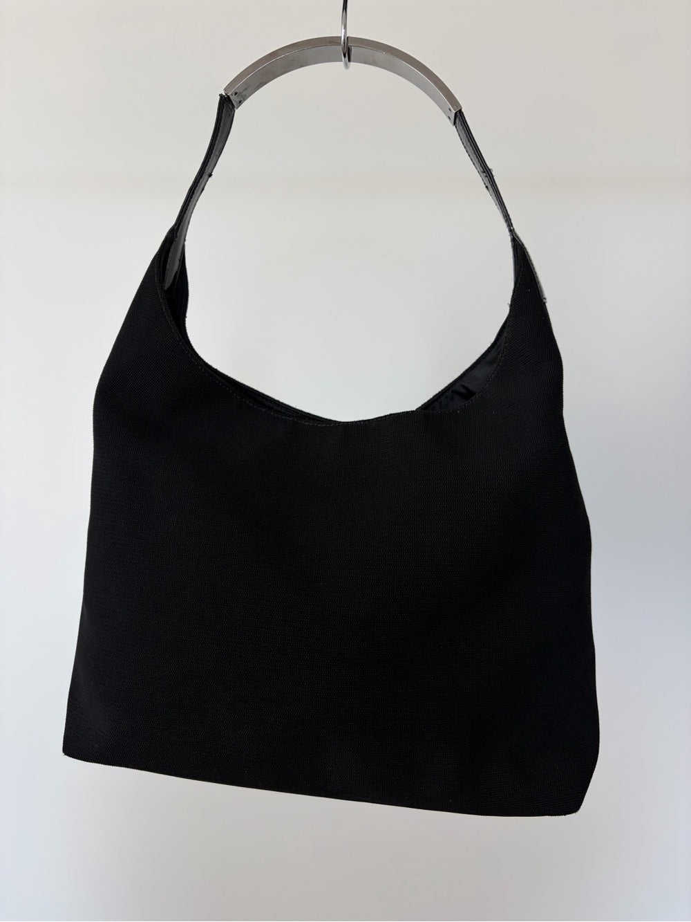 Gucci Tom Ford Black Canvas Metal Strap Handbag